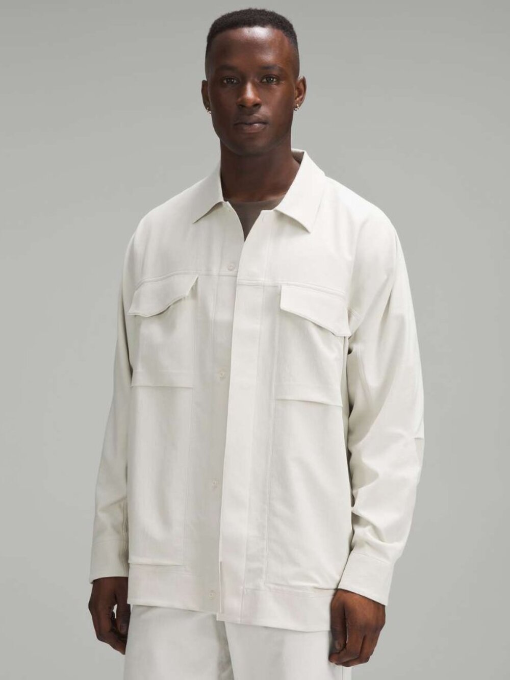 Lululemon Men XXL Cargo Pocket Shirt Jacket Bone Long Sleeve Water Repellent